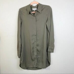 WAYF Olive Green Long Sleeve‎ Button Down Dress Small